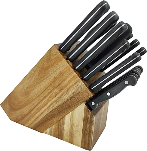 Vista 2 de Juego de 17 piezas de bloque de cubiertos de cocina Acero inoxidable Chef Madera Profesional 15276-NPF