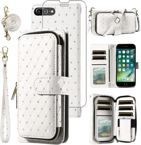 Vista 11 de Funda para teléfono iPhone 6 6S con cremallera y protector de pantalla con protector de pantalla, correa de cordón cruzado, ranura para iPhone 6 Six