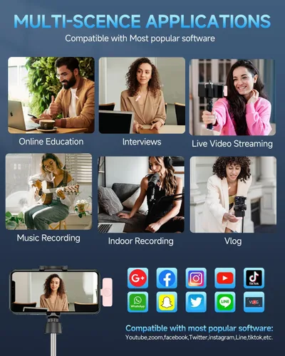 Vista 7 de Caiord 2 Pack de micrófonos inalámbricos profesionales Lavalier para iPhone iPad (iPhone 14 y versiones anteriores), micrófonos de solapa Plug-Play