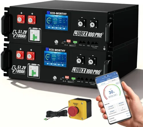 Vista 11 de ECO-WORTHY Cubix100 Pro 48V 100Ah LiFePO4 - Batería de litio para rack