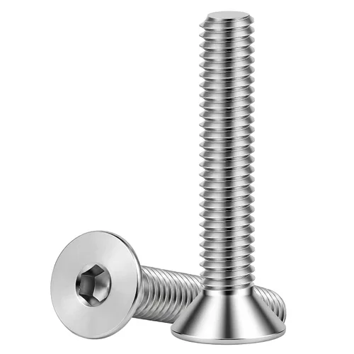 Vista 10 de Tornillos avellanados de cabeza plana de 1/4-20 x 1, acero inoxidable 18-8 (304), totalmente roscado, acabado negro, llave hexagonal incluida, 50