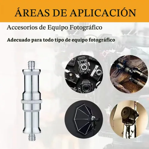 Vista 7 de 4 piezas estándar de 1/4 a 3/8 pulgadas convertidor macho de metal roscado adaptador de trípode espiga para soporte de flash, soporte de luz