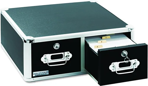 Vista 8 de Vaultz Cerradura 3 x 5 gabinete de la tarjeta de índice, cajón doble, negro (VZ01393)
