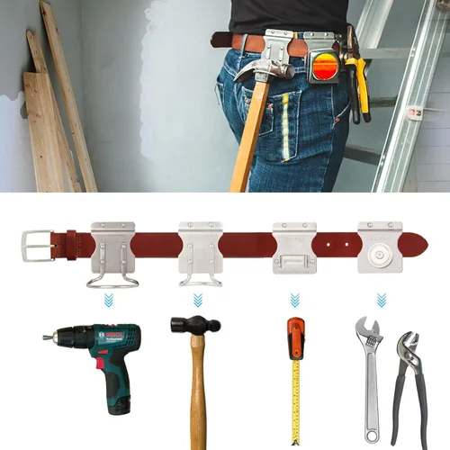 Vista 7 de Soporte para martillo, funda de taladro, funda de martillo de acero inoxidable, soporte de martillo para cinturón de herramientas
