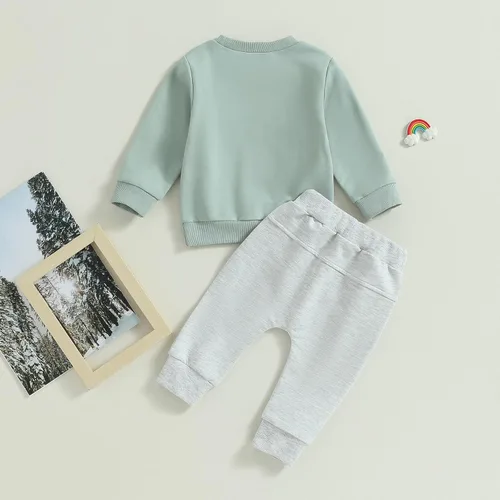 Vista 3 de Conjunto de ropa para bebé recién nacido, sudadera de manga larga y pantalones, para otoño e invierno, 2