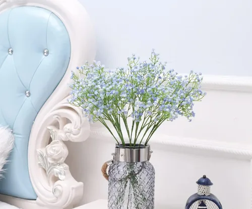 Vista 5 de Paquete de 9 flores artificiales de aliento de bebé, tallos flexibles de 21 pulgadas para ramos de boda, centros de mesa del hogar y decoración al