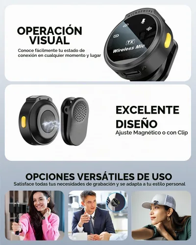 Vista 5 de Caiord - Paquete de 2 micrófonos inalámbricos de solapa para iPhone 15, Android, USB C, iPad con adaptador incluido, mini micrófono de solapa