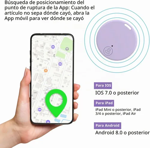 Vista 3 de Aircawin Mini rastreador GPS, localizador de artículos clave, aplicación sin tarifa mensual para iOS/Android 2023 más reciente, rastreador
