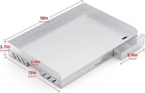 Vista 4 de Stanbroil Plancha Universal de Acero Inoxidable con Refuerzo Cruzado de Calor Uniforme para Parrillas BBQ de Carbón/Gas, Camping, Tailgating