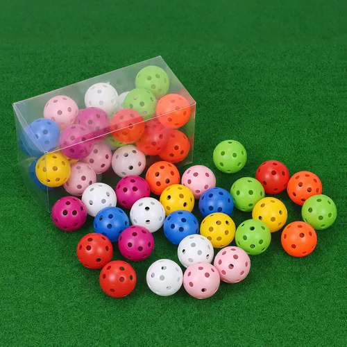 Vista 16 de Pelotas de golf de plástico para práctica de vuelo limitado, pelota de entrenamiento de golf hueca para práctica de swing, pelotas de golf