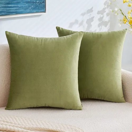 Vista 28 de EMEMA - Paquete de 2 fundas de almohada de terciopelo decorativas, fundas de cojín cuadradas suaves y sólidas para sofá, dormitorio, silla, Verde