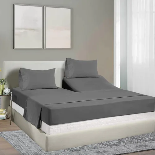 Vista 2 de Mattress-Homes Juego de sábanas Flex Top King – Juego de sábanas de cabeza dividida para cama ajustable, juego de sábanas de algodón satinado