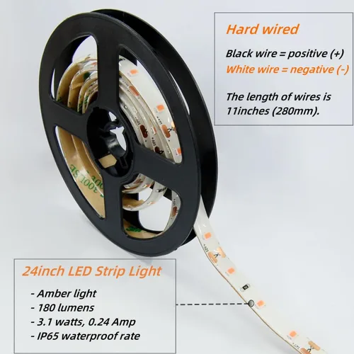 Vista 3 de Dream lighting Tira de luces LED flexibles de 12 voltios, iluminación exterior para caravana, decoración de Halloween, luz ámbar, 24 pulgadas
