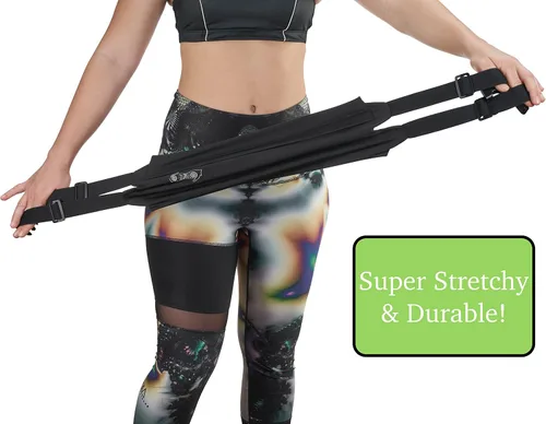 Vista 6 de BBuddyWear - Cinturón de correr elástico y ancho ajustable, cinturón de dinero de elastano con cierre de hebilla para viajes o ejercicio, se adapta
