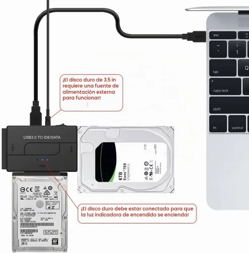 Vista 3 de Lector de disco duro USB 3.0 a SATA IDE, kit de adaptador de disco duro universal YINNCEEN convertidor de recuperación ultra para disco duro externo