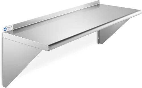 Vista 10 de GRIDMANN Estante de montaje en pared de acero inoxidable de 12 x 24 pulgadas con protector contra salpicaduras, grado comercial, estantería