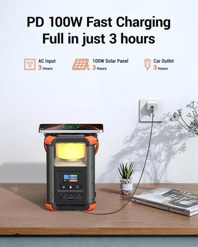Vista 7 de BLAVOR Estación de energía portátil, generador para exteriores de 236.8 Wh/64,000 mAh, generador pequeño de carga rápida bidireccional USB C de 100
