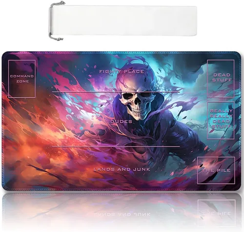 Vista 24 de Tapete de juego MTG cosido de alta calidad con zonas y parte trasera de goma antideslizante, tapete de juego TCG para MTG y otros juegos de cartas