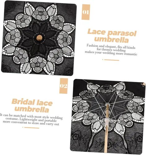 Vista 9 de SEWACC 2pcs Lace Umbrella Manual Fabric Decorate