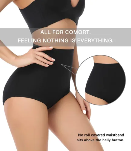 Vista 3 de wirarpa Ropa interior de algodón para mujer, de cintura súper alta, elástica, cobertura completa, paquete de 4