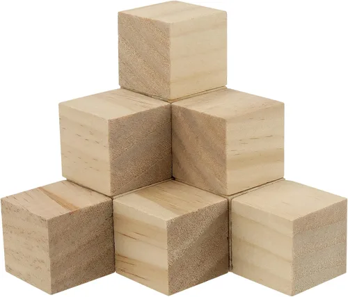 Vista 5 de KEILEOHO 100 bloques de madera pequeños de 1.2 pulgadas, cubos de madera sin terminar, bloques cuadrados sólidos en blanco para manualidades