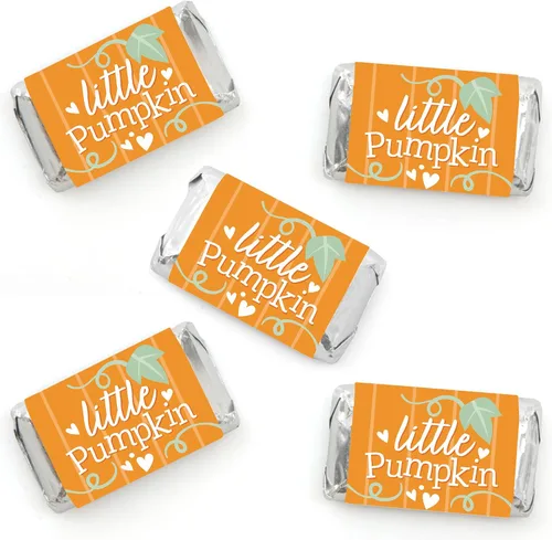 Vista 7 de Big Dot of Happiness Girl Little Pumpkin - Mini calcomanías para envolver dulces, fiesta de cumpleaños de otoño o baby shower, pequeños recuerdos