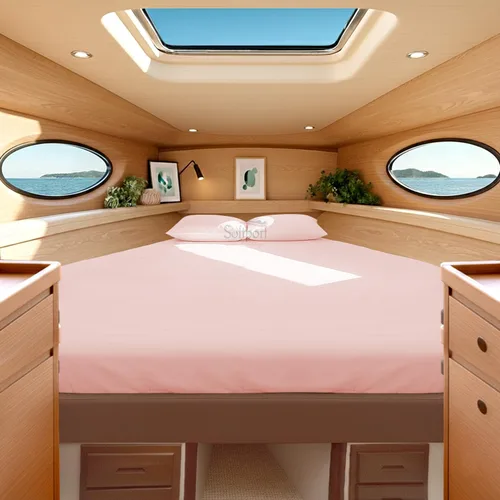 Vista 16 de Universal V Berth - Juego de sábanas de 4 piezas para barco, 100% algodón egipcio, la mejor ropa de cama de barco V, se adapta a colchones de hasta