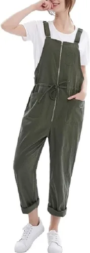 Vista 3 de Flygo Monos casuales de algodón para mujer, con correa ajustable, overoles holgados