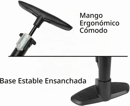 Vista 5 de Bomba de piso de bicicleta con medidor 160 psi Bomba de bicicleta Presta y válvula Schrader