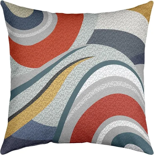 Vista 24 de Paquete de 4 fundas de almohada para exteriores, color rojo burdeos, juego de fundas de cojín geométricas cuadradas de color marrón y gris