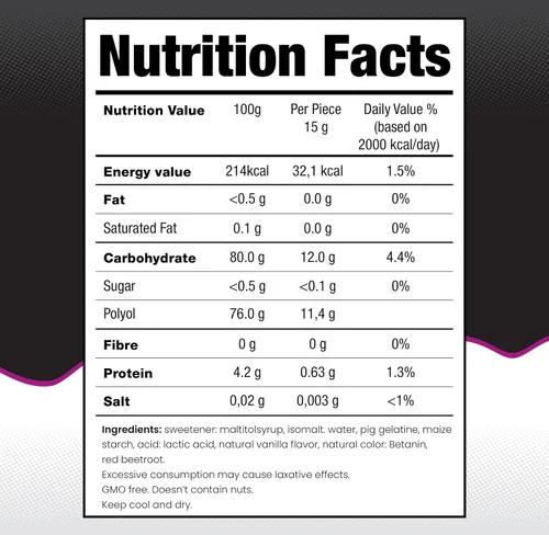 Vista 2 de Malvaviscos sin azúcar de La Nouba – Paquete de 2.7 oz. – Snack bajo en calorías, bajo en carbohidratos, sin grasa y sin gluten – Sabor delicioso
