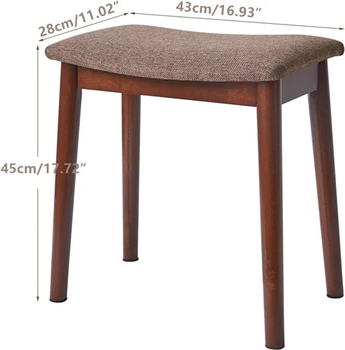 Vista 3 de IBUYKE Taburete de Tocador con Cojín de Silla de Montar, Taburete Reposapiés con Patas de Madera Maciza, Banco de Tocador Otomano Moderno