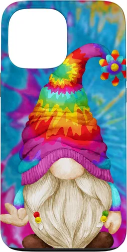 Vista 24 de Funda de gnomo de signo de paz para mujer, diseño de gnomo hippie de teñido anudado para iPhone 16