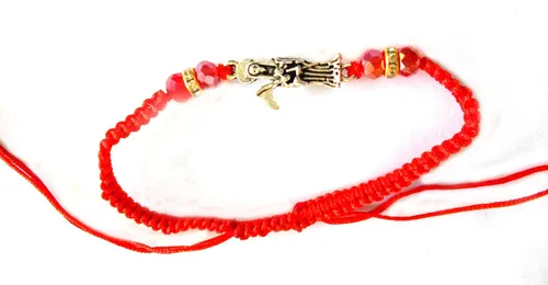 Vista 6 de Pulsera de la Santa Muerte Cuerda Roja Saint Death Parca Paquete de 3 pulseras, Hilo, no conocido