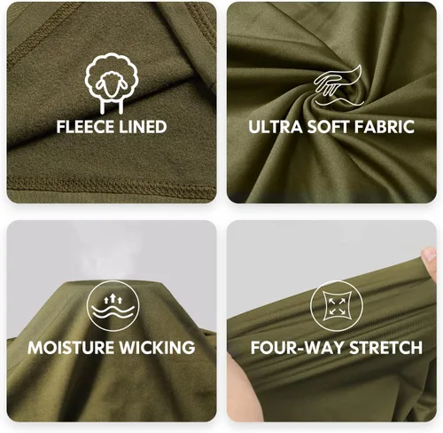 Vista 4 de CL convallaria Ropa interior térmica para hombre, ropa interior larga con forro polar, capa base para clima frío, XS-4XL