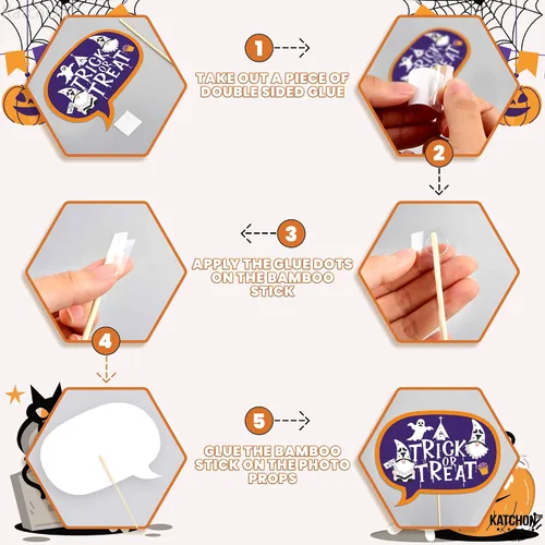 Vista 7 de KatchOn, Juego de accesorios para cabina de fotos de Halloween, paquete grande de 24, accesorios de fotos de Feliz Halloween para sesión de fotos