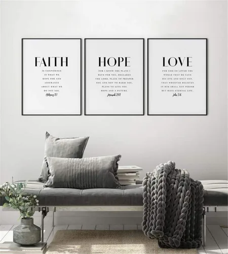 Vista 10 de Arte de pared para decoración del hogar, 3 piezas, póster de oración de serenidad, impresiones de recuperación de adicciones, pintura en lienzo