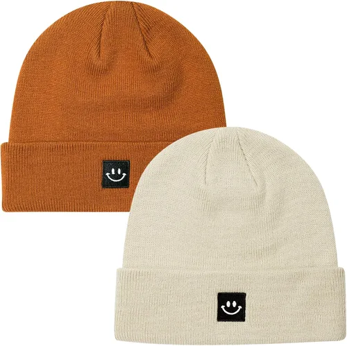 Vista 14 de 2Pack Baby Beanie Knit Toddler Hat for Girls Boys 0-8 Years Paquete de 2 Amy Verde/Gris Claro