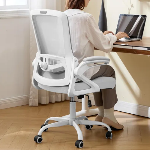 Vista 11 de Silla de Oficina Ergonómica, Silla de Escritorio con Soporte Lumbar Ajustable, Sillas de Computadora Cómodas de Malla Transpirable con Reposabrazos