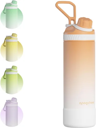 Vista 18 de Botella de agua aislada de 24 onzas, acero inoxidable al vacío de doble pared, diseño de boca ancha, botella reutilizable a prueba de fugas