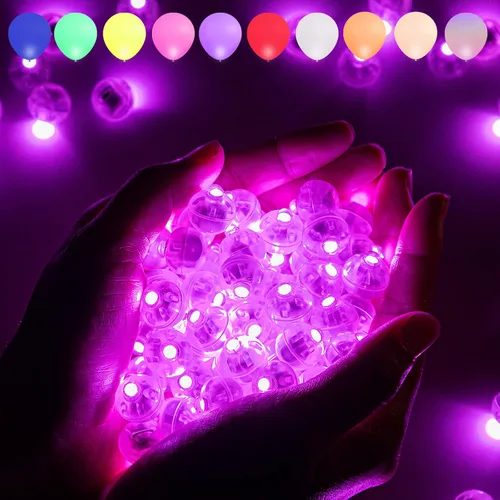 Vista 22 de Aogist 50 Piezas Luces para Globos Azules con Aro para Colgar, Mini Lámpara de Bola Redonda Pequeña Luz LED para Linternas de Papel y Vidrio
