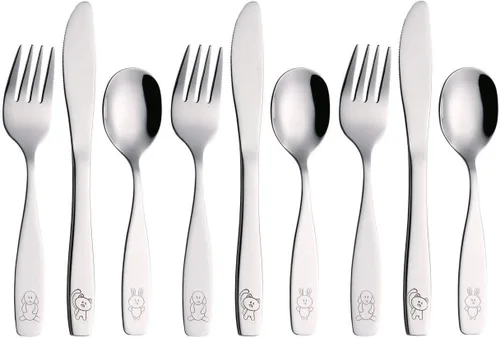 Vista 10 de ANNOVA Cubertería para niños con acabado mate, de alta calidad, de acero inoxidable, tenedores, cucharadas, utensilios para niños, oxidados