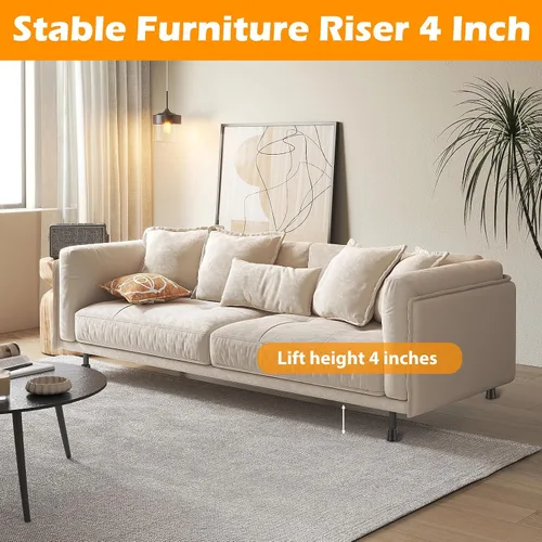 Vista 3 de Paquete de 4 elevadores de muebles de 4 pulgadas, elevadores de muebles resistentes para mesa, escritorio, sofá, gabinete, elevadores de cama