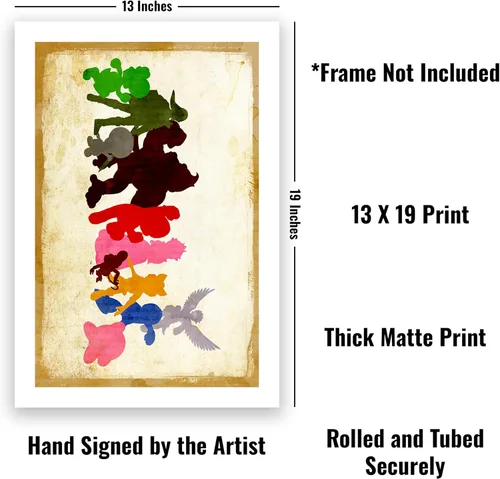 Vista 2 de CultClassicPosters Super Smash Bros - Impresión artística de Nintendo All‑Stars – Póster minimalista hecho a mano de 13 × 19 con personajes icónicos
