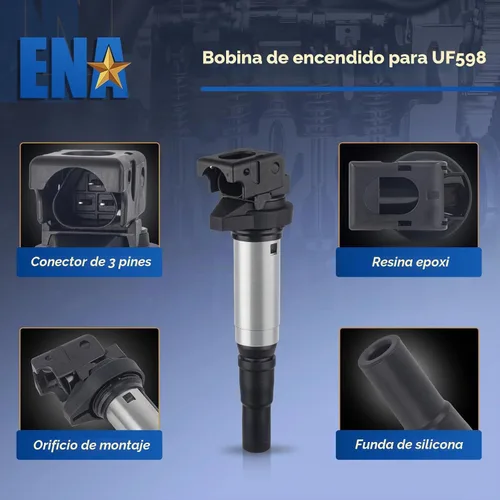 Vista 2 de Juego de 4 bobinas de encendido UF598 1.6L L4 compatibles con Mini Cooper 2007-2013, Cooper Countryman 2011-2016, Cooper Paceman 2013 2014 2015 2016