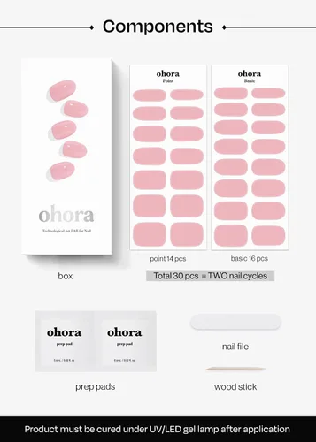 Vista 6 de ohora Tiras de uñas de gel semicuradas (N rosa crema) – Rosa, sólidas, funcionan con cualquier lámpara UV/LED, calidad de salón, larga duración