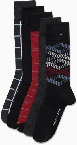 Vista 4 de Tommy Hilfiger Calcetines de vestir para hombre calcetines ligeros y cómodos con patrones paquete de 5