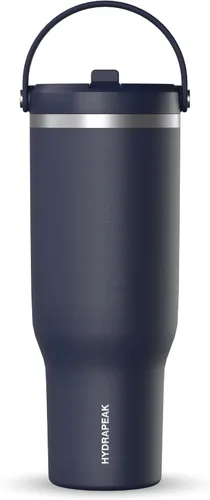 Vista 24 de Hydrapeak Nomad - Vaso de 32 onzas con asa y tapa con popote, a prueba de fugas, doble aislamiento, vaso de acero inoxidable de 32 onzas (almendra)