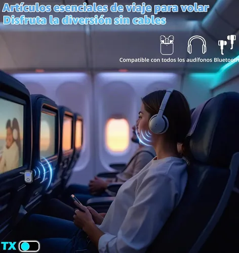 Vista 2 de Adaptador Bluetooth KAIY para auriculares de avión Bluetooth Transmitter for TV/PC/Gym, Bluetooth Receiver for Stereo Receiver, Wireless 3.5mm AUX