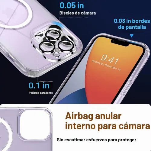 Vista 5 de MOCCA Funda magnética fuerte para iPhone 13 Pro Max, [compatible con Magsafe] [protector de pantalla de vidrio + protector de lente de cámara] Funda